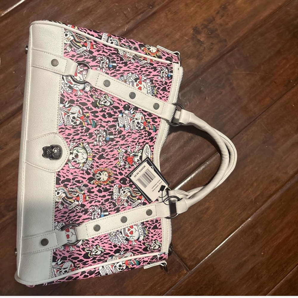 Ed Hardy Pink and White Shoulder Bag